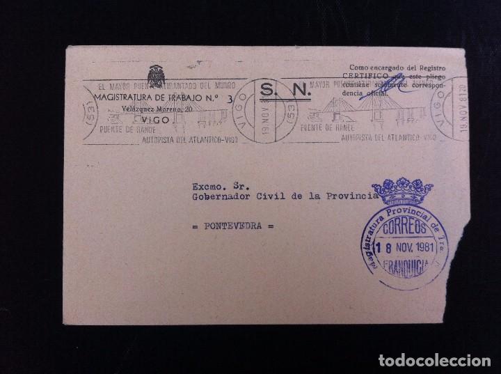 Outros artigos de papel: SOBRE COMERCIAL (MAGISTRATURA DE TRABAJO, VIGO) 1981. ESTAMPACI&Oacute;N: PUENTE DE RANDE. EL MAYOR...