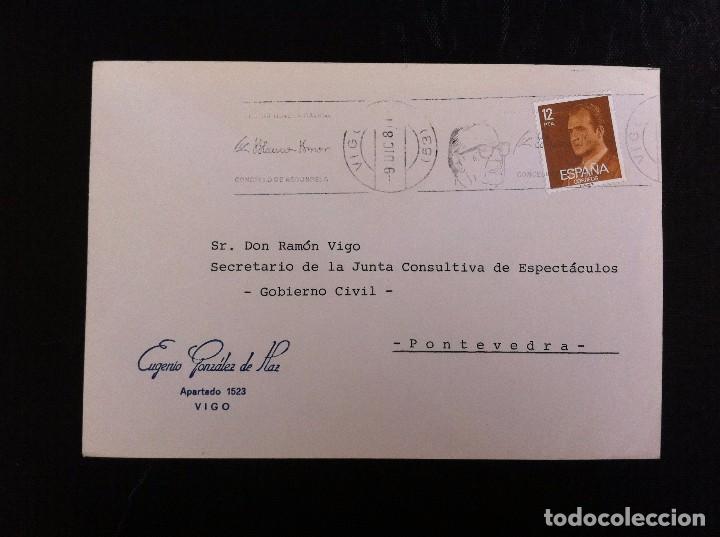 Outros artigos de papel: SOBRE COMERCIAL (EUGENIO GONZ&Aacute;LEZ, VIGO) 1981?. ESTAMPACI&Oacute;N: BLANCO AMOR. CONCELLO REDONDELA