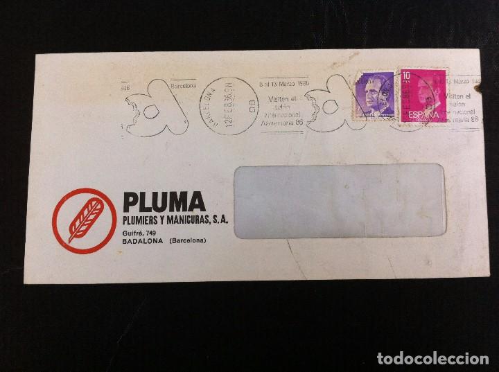Outros artigos de papel: SOBRE COMERCIAL (PLUMA. PLUMIERS Y MANICURAS, S.A.) BADALONA 1986