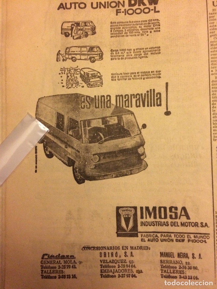 Paper Collecting Others: Publicidad Furgoneta dkw imosa de 1964