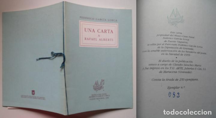 Otros art&iacute;culos de coleccionismo en papel: Carta de Lorca a Alberti. Exquisita edici&oacute;n numerada de 250 ejemplares. Este es el n&uacute;mero 83