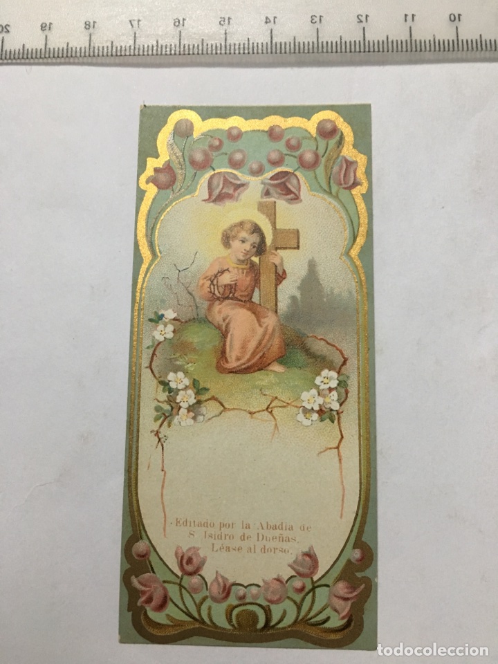 Otros art&iacute;culos de coleccionismo en papel: ESTAMPA RELIG. NI&Ntilde;O JES&Uacute;S CON LA CRUZ. Abad&iacute;a de S. Isidro de Due&ntilde;as. H. 1930