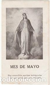 Collectionnisme Papier divers: ESTAMPA ANTIGUA -  VIRGEN MARIA MES DE MAYO - DOBLE HOJA - ORACIONES Y PRACTICAS - 5 cm. x 10 cm.