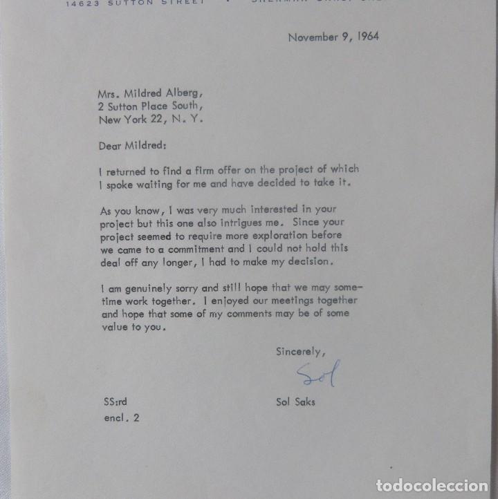 Paper Collecting Others: Carta firmada por Sol Saks/9 de Noviembre de 1964