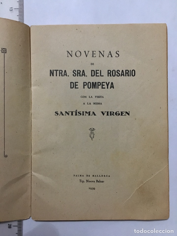 Otros art&iacute;culos de coleccionismo en papel: NOVENAS DE NTRA. SRA. DEL ROSARIO DE POMPEYA. PALMA DE MALLORCA, 1939