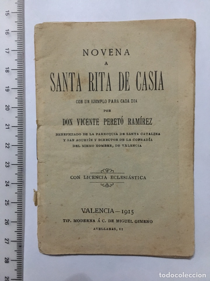 Otros Art&iacute;culos de Coleccionismo en Papel: NOVENA A SANTA RITA DE CASIA POR DON VICENTE PERETO RAM&Iacute;REZ. VALENCIA, 1915
