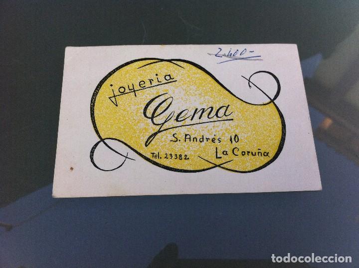 Collectionnisme Papier divers: TARJETA COMERCIAL (JOYERIA GEMA) CORU&Ntilde;A. 11 x 7cm