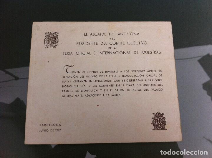 Collectionnisme Papier divers: INVITACI&Oacute;N DEL ALCALDE DE BARCELONA A LA XV FERIA DE MUESTRAS. 1947