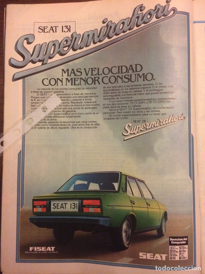 Outros artigos de papel: Publicidad autom&oacute;vil Seat 131 supermirafiori de 1978