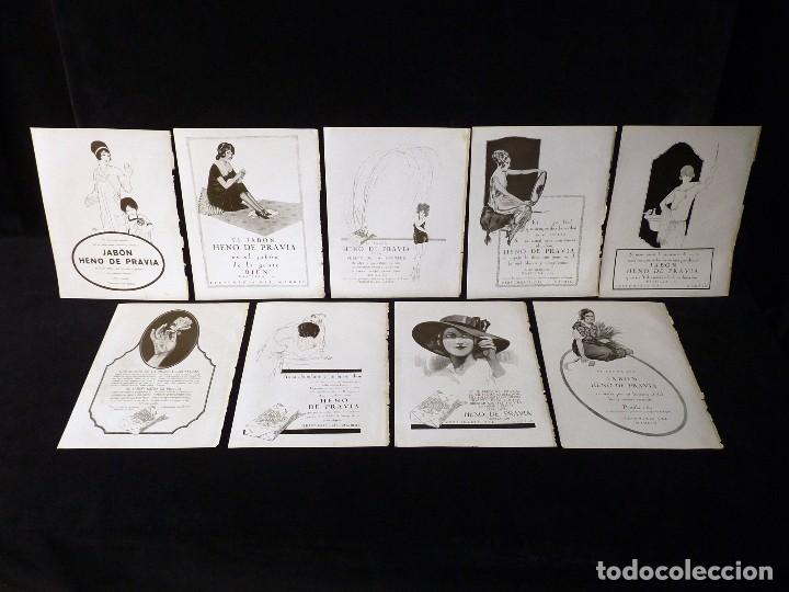 Otros Art&iacute;culos de Coleccionismo en Papel: COLECCI&Oacute;N DE 9 ANUNCIOS PUBLICIDAD HENO DE PRAVIA. A&Ntilde;OS 20. BLANCO Y NEGRO-GRAN MUNDO 24x19 cm.
