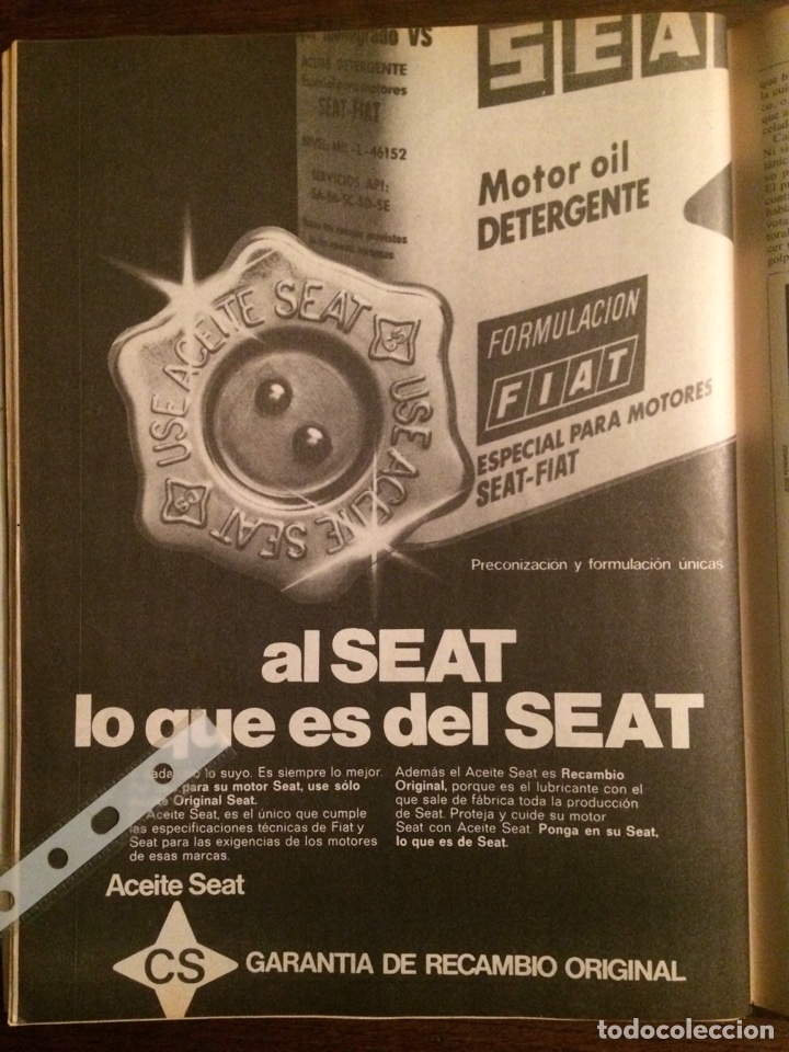 Outros artigos de papel: Publicidad autom&oacute;vil aceite Seat de 1979