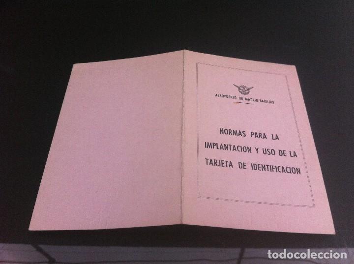 Collectionnisme Papier divers: AEROPUERTO DE MADRID/BARAJAS.NORMAS PARA LA IMPLANTACI&Oacute;N Y USO DE LA TARJETA DE IDENTIFICACI&Oacute;N. 1972
