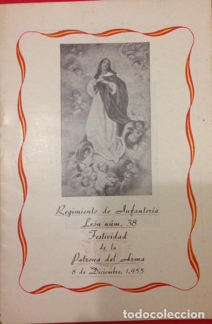 Otros art&iacute;culos de coleccionismo en papel: REGIMIENTO DE INFANTERIA LEON 38 FESTIVIDAD 1955. MENU