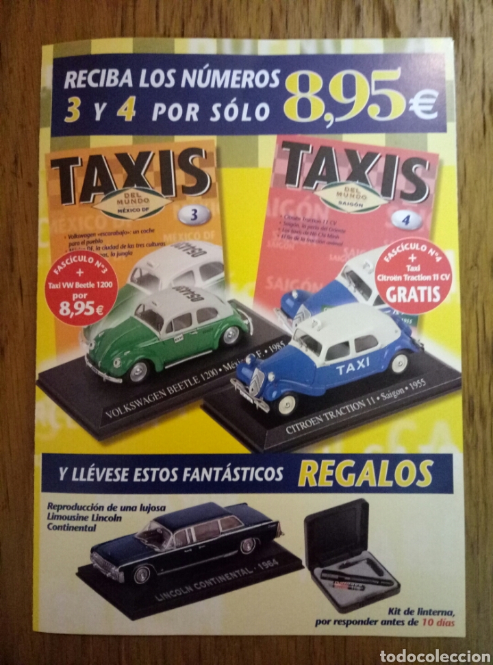 Otros art&iacute;culos de coleccionismo en papel: Tarjeta de pedido Taxis del mundo 1999/2000 taxis lincoln Altaya