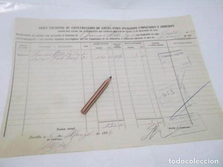 Collectionnisme Papier divers: GUERRA CIVIL ESPA&Ntilde;OLA DECLARACI&Oacute;N DE SUELDOS COMERCIO EN CALLE CASTILLA . SEVILLA - MARZO 1937