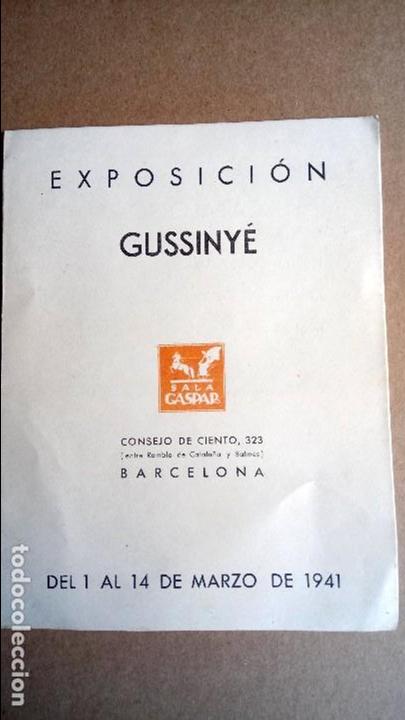 Sammelleidenschaft Andere Papierartikel: INVITACI&Oacute;N A LA EXPOSICI&Oacute;N DE GUSSINYE EN LA SALA GASPAR DE BARCELONA DE MARZO DE 1941