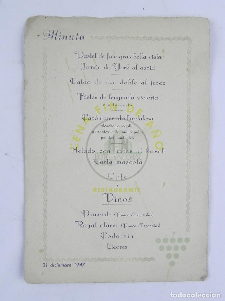 Collectionnisme Papier divers: LOTE DE 4 MENUS DEL HOTEL NACIONAL MADRID, 2 DE 1946 , 1947 Y 1948, TAL Y COMO SE VE EN LAS FOTOGRAF