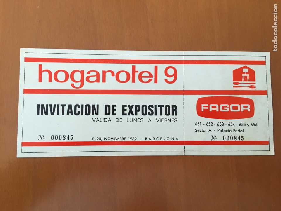 Otros art&iacute;culos de coleccionismo en papel: INVITACI&Oacute;N DE EXPOSITOR HOGAROTEL 1969 FAGOR