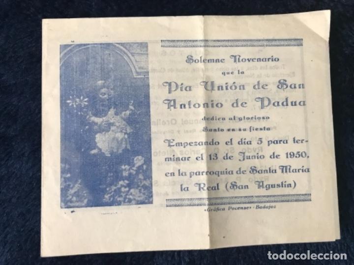 Otros Art&iacute;culos de Coleccionismo en Papel: ANTIGUO DIPTICO NOVENARIO PIA UNI&Oacute;N SAN ANTONIO PADUA SAN AGUST&Iacute;N BADAJOZ 1950