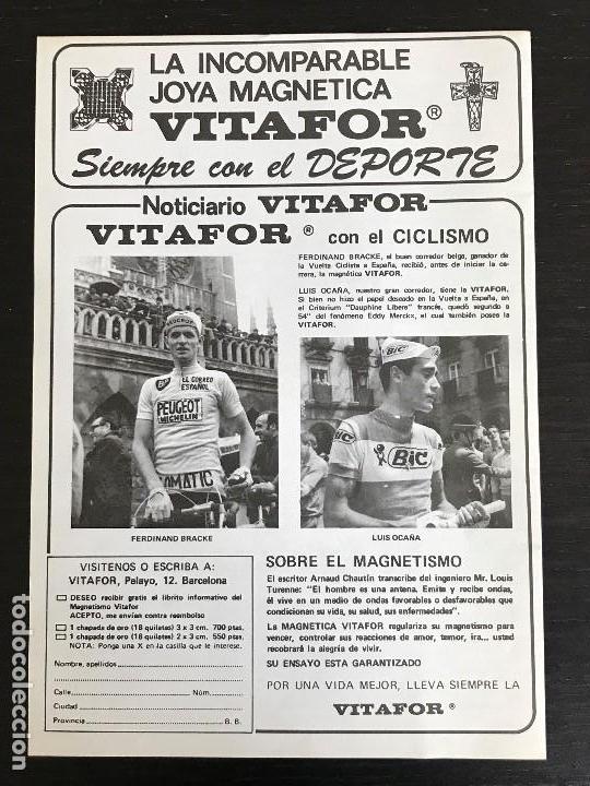 Otros Art&iacute;culos de Coleccionismo en Papel: ANUNCIO PUBLICIDAD RECORTE REVISTA - VITAFOR JOYA MAGNETICA - CICLISMO LUIS OCA&Ntilde;A FERDINAND BRACKE