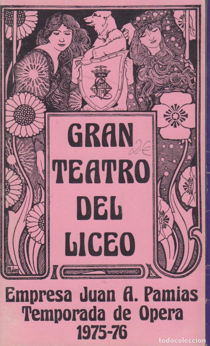 Outros artigos de papel: programa del gran teatro del liceo juan a. pamias opera 1975-76
