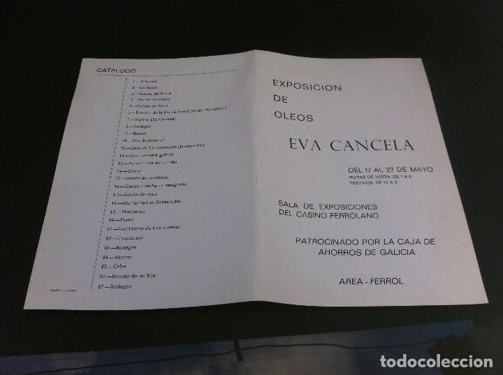 Collectionnisme Papier divers: PROGRAMA (EXPOSICI&Oacute;N DE &Oacute;LEOS EVA CANCELA) AREA-FERROL