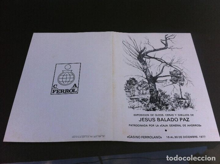 Collectionnisme Papier divers: EXPOSICI&Oacute;N DE OLEOS, CERAS Y DIBUJOS DE JES&Uacute;S BALADO PAZ. CASINO FERROLANO.  FERROL, 1977
