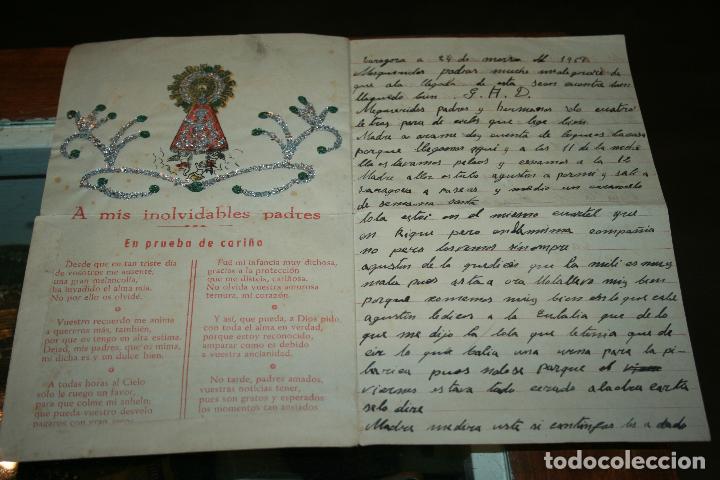 Otros art&iacute;culos de coleccionismo en papel: Carta de un soldado desde Zaragoza con la imagen de la Virgen del Pilar. a&ntilde;o 1951