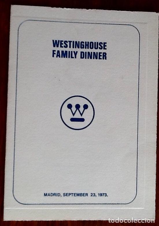 Otros art&iacute;culos de coleccionismo en papel: MEN&Ugrave; COMIDA DE EMPRESA WESTINGHOUSE. 1973. ENVIO IMCLUIDO,