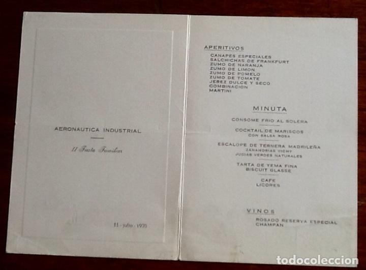 Otros art&iacute;culos de coleccionismo en papel: MEN&Ugrave;. FIESTA FAMILIAR AERONAUTICA INDUSTRIAL RESTAURANTE MANILA 1970. ENVIO IMCLUIDO,