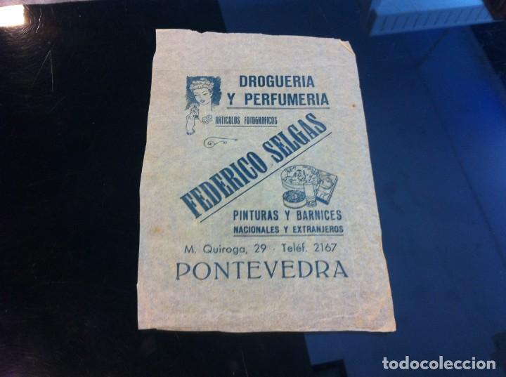 Collectionnisme Papier divers: PAPEL PUBLICITARIO (DROGUER&Iacute;A Y PERFUMER&Iacute;A FEDERICO SELGAS) PONTEVEDRA.