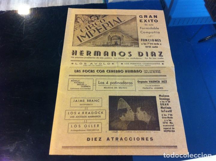 Collectionnisme Papier divers: CARTEL DEL CIRCO IMPERIAL. HERMANOS D&Iacute;AZ. LOS AVOLO... MEDIDAS: 31 x 21,5cm.