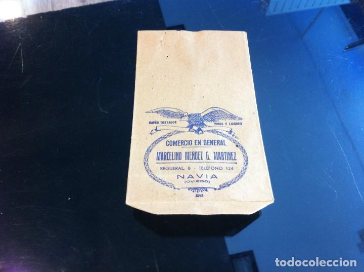 Collectionnisme Papier divers: BOLSA DE PAPEL GRUESO. CAF&Eacute;S TOSTADOS. VINOS, LICORES (MARCELINO M&Eacute;NDEZ G. MART&Iacute;NEZ) NAVIA, OVIEDO.