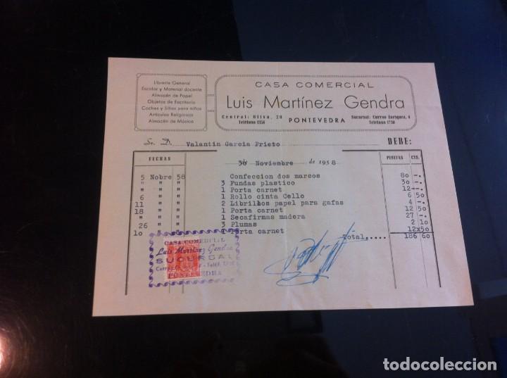 Collectionnisme Papier divers: FACTURA (CASA COMERCIAL LUIS MART&Iacute;NEZ GENDRA) PONTEVEDRA, 1958