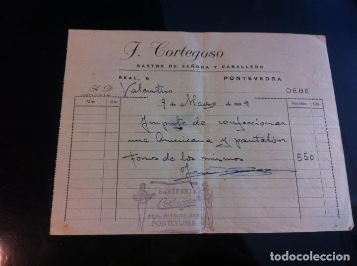 Collectionnisme Papier divers: FACTURA (F. CORTEGOSO) SASTRE DE SE&Ntilde;ORA Y CABALLERO.  PONTEVEDRA, 1959