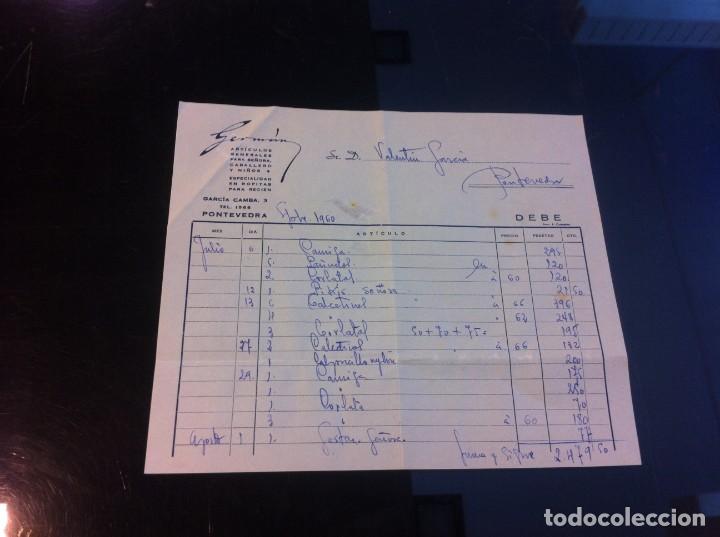Collectionnisme Papier divers: FACTURA (GERM&Aacute;N) ART&Iacute;CULOS PARA SE&Ntilde;ORA, CABALLERO.... PONTEVEDRA, 1960