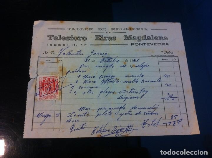Collectionnisme Papier divers: FACTURA (TELESFORO EIRAS MAGDALENA. TALLER DE RELOJER&Iacute;A) PONTEVEDRA, 1961