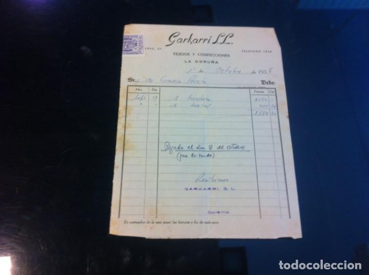 Collectionnisme Papier divers: FACTURA (GARKARRI...) TEJIDOS Y CONFECCIONES. CORU&Ntilde;A, 1958