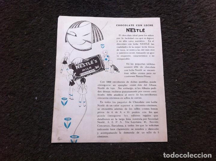 Collectionnisme Papier divers: ANUNCIO PUBLICITARIO DEL &Aacute;LBUM DE CROMOS DE NESTL&Eacute; (CHOCOLATE CON LECHE NESTL&Eacute;). A&Ntilde;OS 30.