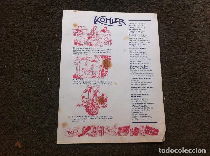 Paper Collecting Others: ANUNCIO PUBLICITARIO DE CHOCOLATE KOHLER. 27 x 20cm. PAPEL GRUESO. A&Ntilde;OS 30