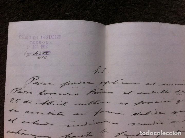 Collectionnisme Papier divers: CARTA DE LA FISCAL&Iacute;A DEL APOSTADERO DE FERROL. 1912. (2 HOJAS)