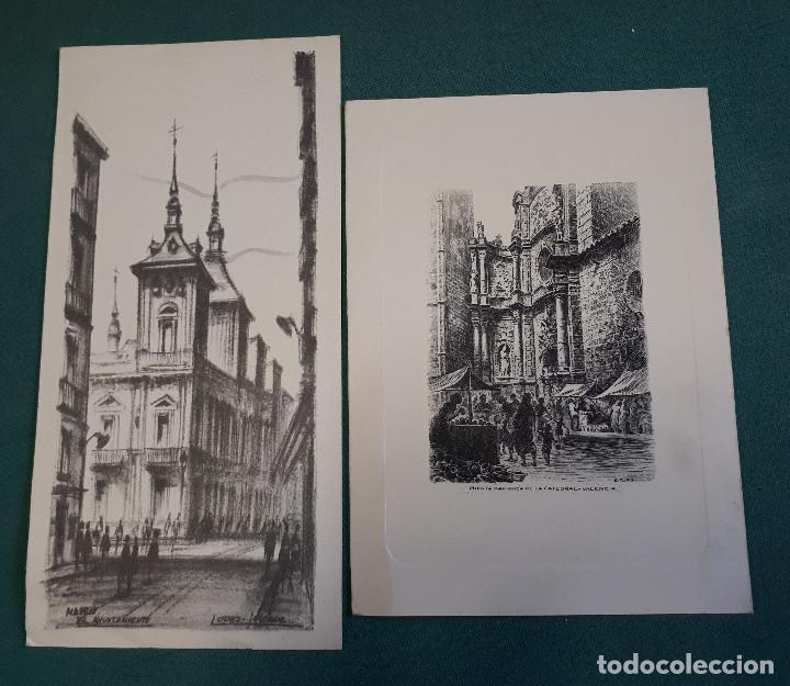 Otros Art&iacute;culos de Coleccionismo en Papel: 2 tarjetones impresos, Ayuntamiento de Madrid y Puerta barroca de la catedral de Valencia