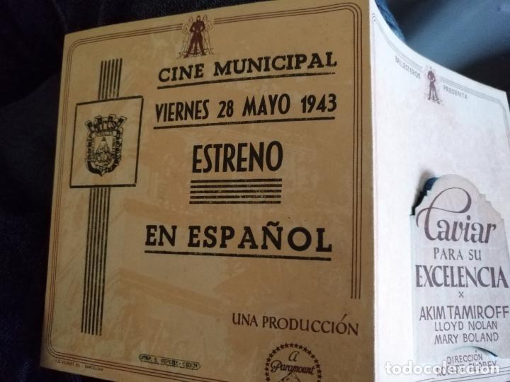 Outros artigos de papel: folleto  programa de mano doble troquelado caviar para su excelencia cine municipal 1943