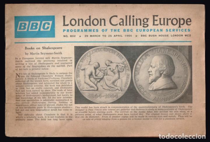Otros Art&iacute;culos de Coleccionismo en Papel: London Calling Europe. programmes of the BBC European Services. N&ordm;-802  1964