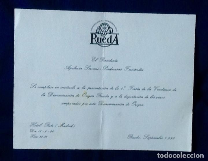 Otros art&iacute;culos de coleccionismo en papel: INVITACION VINO RUEDA. FIESTA DE LA VENDIMIA. 1990. ENVIO INCLUIDO.