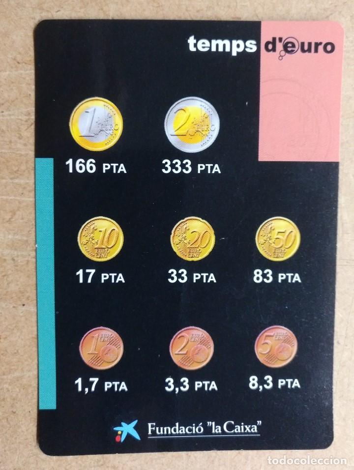 Otros art&iacute;culos de coleccionismo en papel: tarjeta de fundacio la caixa con los billetes y monedas del euro a pesetas - en catalan
