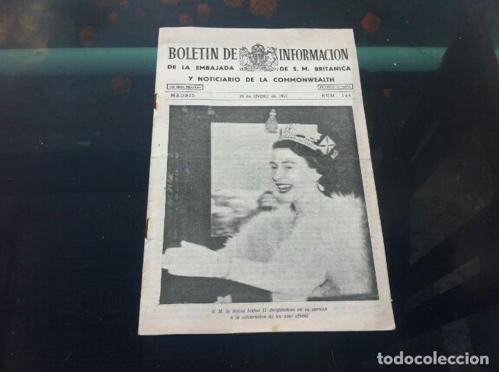 Collectionnisme Papier divers: BOLET&Iacute;N DE INFORMACI&Oacute;N DE LA EMBAJADA DE S.M. BRIT&Aacute;NICA Y NOTICIARIO DE LA COMMONWEALTH. 1953
