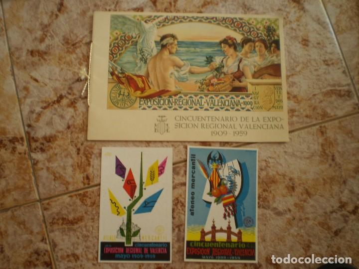 Paper Collecting Others: CATALOGO PUBLICITARIO + 2 POSTALES. 50 ANIVERSARIO EXPOSICION UNIVERSAL VALENCIANA.