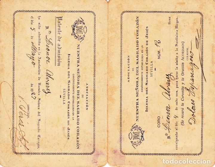 Otros Art&iacute;culos de Coleccionismo en Papel: PATENTE DE ADMISI&Oacute;N A LA ASOCIACI&Oacute;N N&ordf; SRA. DEL SAGRADO CORAZ&Oacute;N. SEVILLA 1927.