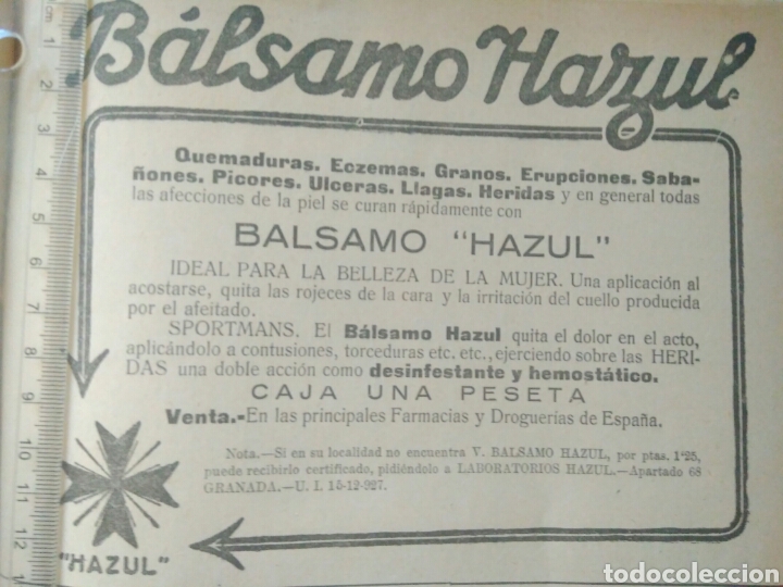 Otros art&iacute;culos de coleccionismo en papel: RECORTE PUBLICIDAD A&Ntilde;O 1927 BALSAMO HAZUL.CHAMPAGNE CODORNIU.SAN SADURNI DE NOYA BARCELONA